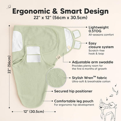 Willow Organic Swaddle Wraps - 3-Pack Baby Sleep Sacks for Newborns 0-3 Months, Soft & Snug Design