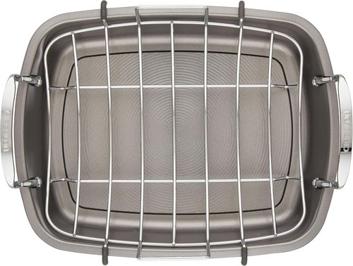 Circulon Total Bakeware Nonstick Roasting Pan with Rack - 17-Inch x 13-Inch, Gray Finish