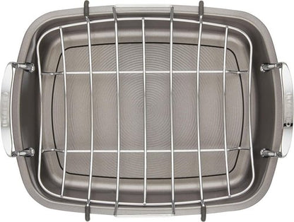 Circulon Total Bakeware Nonstick Roasting Pan with Rack - 17-Inch x 13-Inch, Gray Finish