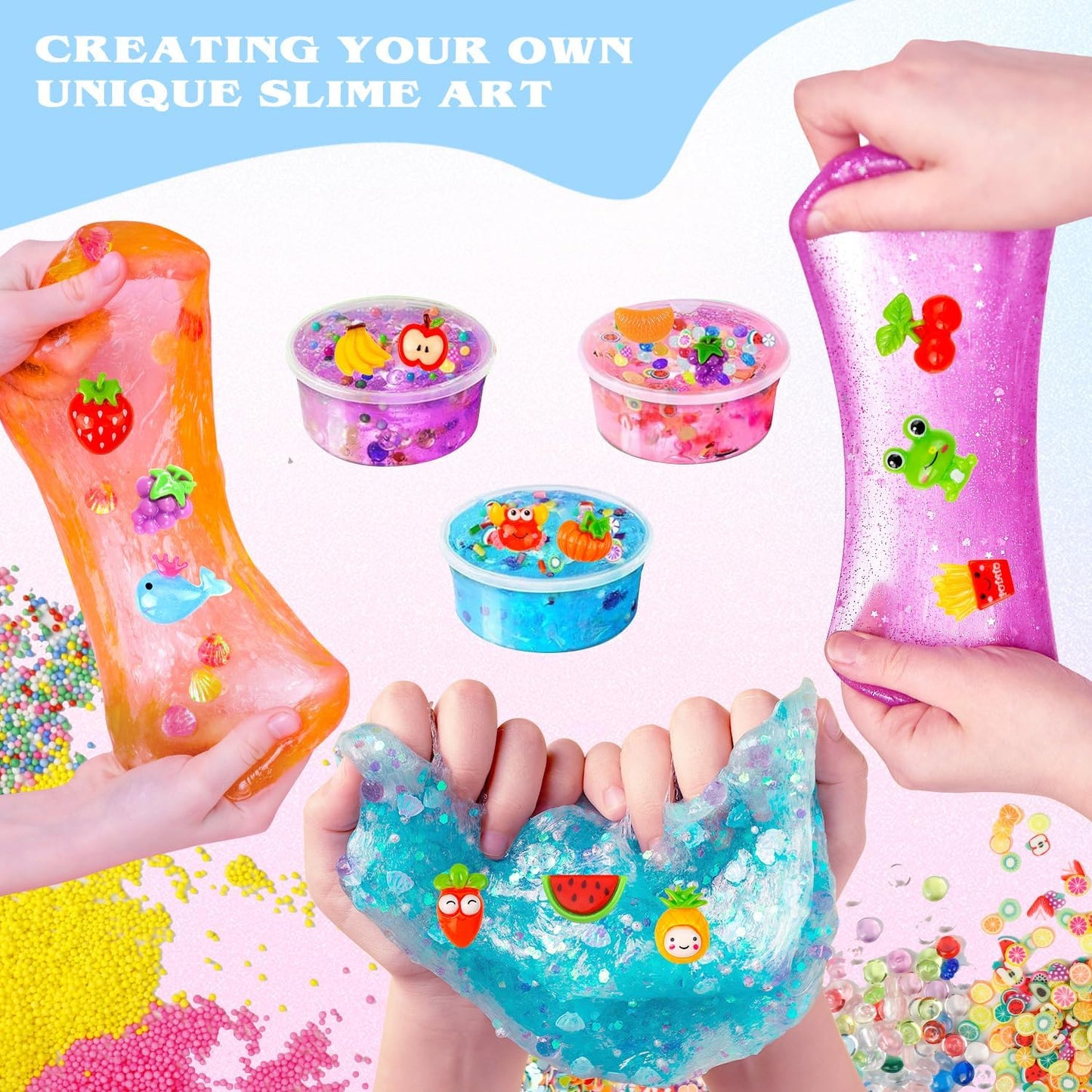 Skiennix Slime Making Supplies Kit - 175 Pack of Charms & Foam Balls for Creative Slime Fun