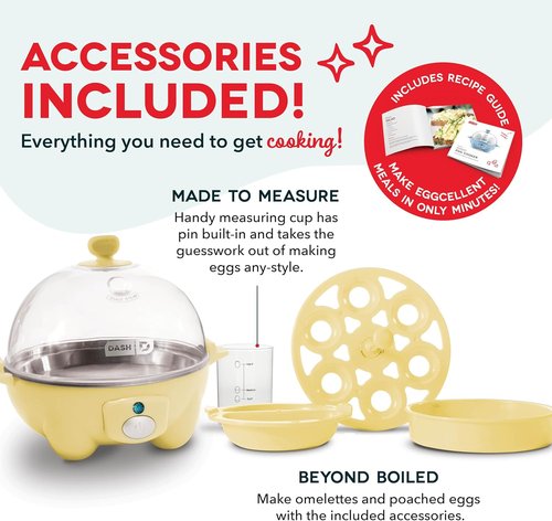 Dash Rapid Egg Cooker - Versatile Boiler, Poacher & Steamer - Holds 7 Eggs, Includes Recipe Guide - Yellow