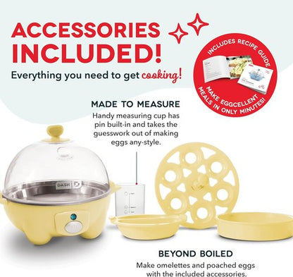 Dash Rapid Egg Cooker - Versatile Boiler, Poacher & Steamer - Holds 7 Eggs, Includes Recipe Guide - Yellow