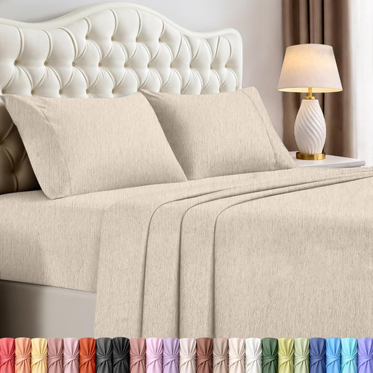 Utopia Bedding King Size Sheet Set - Soft & Breathable 4-Piece Microfiber Bed Sheets | Oeko Tex (Heather Beige)