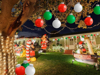 18 Pcs 9-Inch Outdoor Christmas Inflatable Balls for Yard, Porch, Garden - Blue, Red, Green