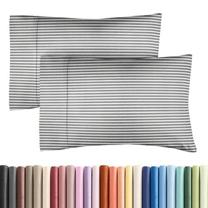 King Pillow Cases Set of 2 - Ultra Soft Hotel Quality Pillowcase Covers - Comfy, Cozy & Wrinkle Free - Shrinkage and Fade Resistant - Machine Washable Pillow Protectors - 2 Piece Set - Grey Stripes 2