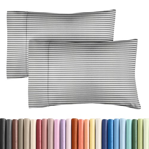 King Pillow Cases Set of 2 - Ultra Soft Hotel Quality Pillowcase Covers - Comfy, Cozy & Wrinkle Free - Shrinkage and Fade Resistant - Machine Washable Pillow Protectors - 2 Piece Set - Grey Stripes 2