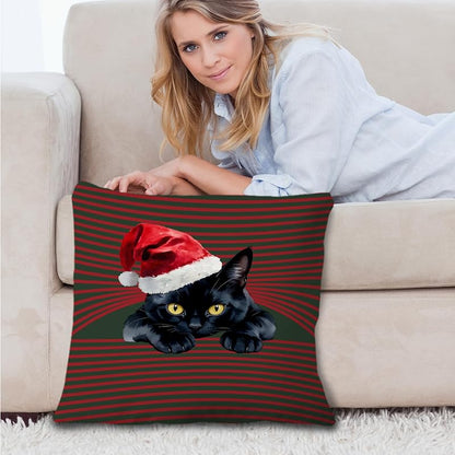 Cat-Pillow Covers 18x18 - Christmas Red Green Decor, Exqcom Variation Cat-pillow Covers-c
