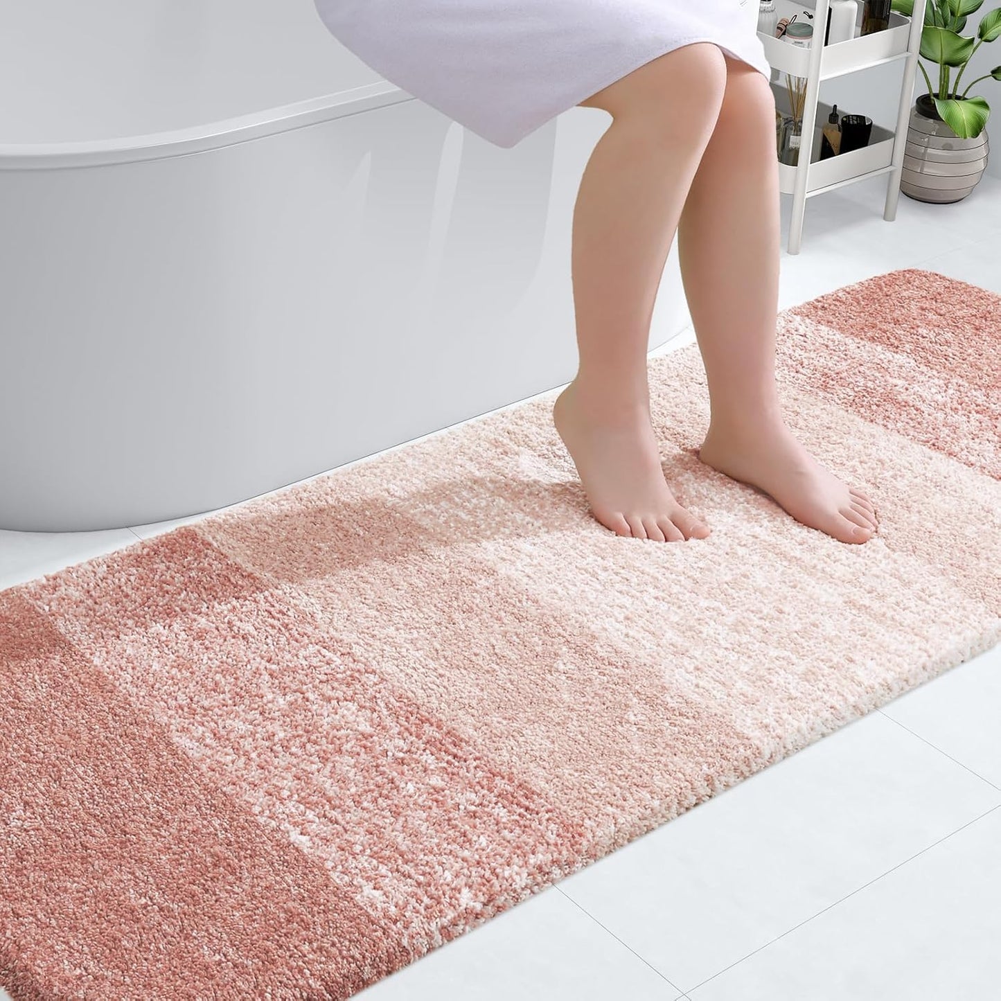 OLANLY Bathroom Runner Rug - Extra Soft Microfiber Mat | Quick-Dry, Washable 70x24 in Peach