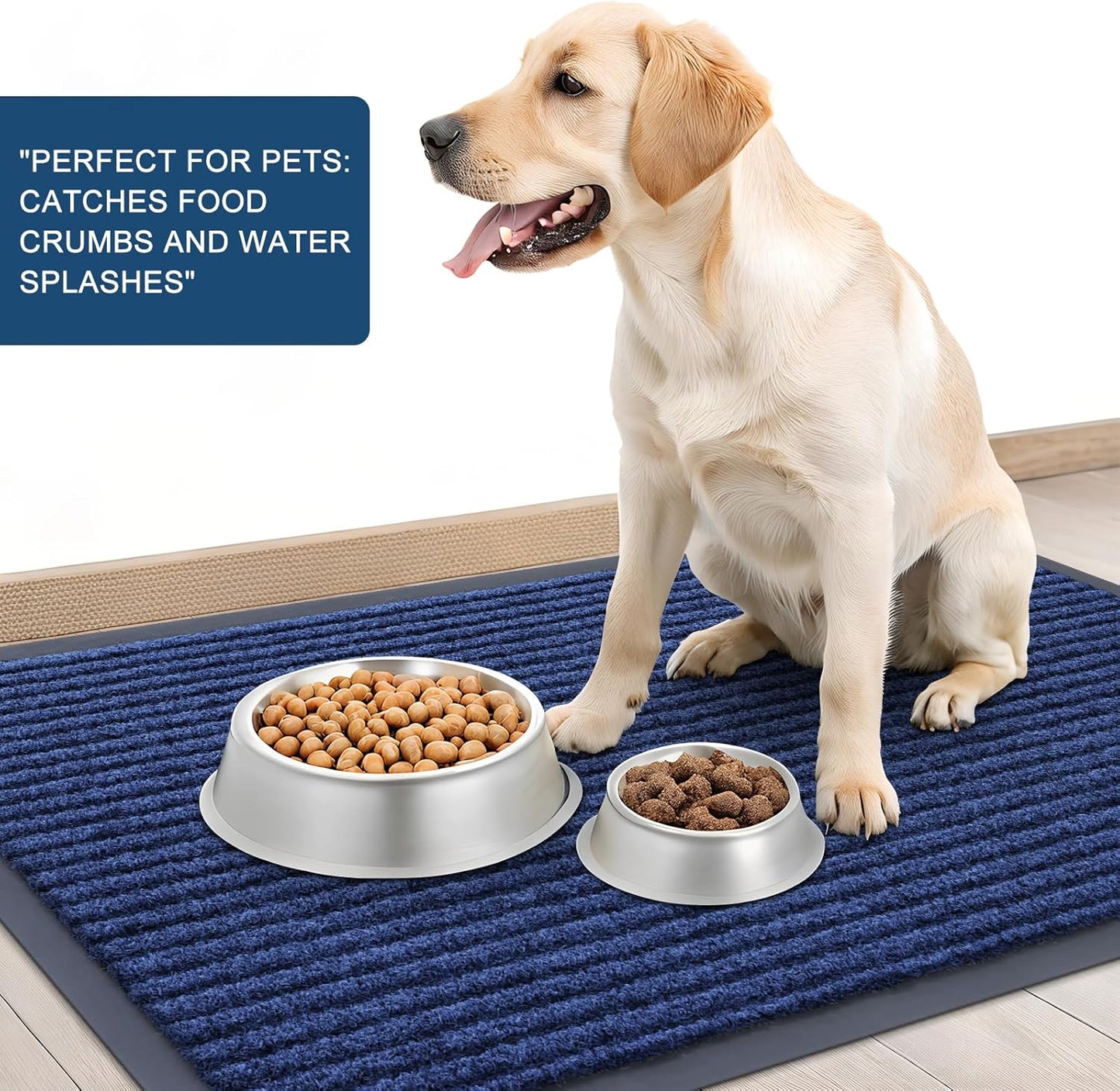 OLANLY Waterproof Heavy Duty Front Door Mat - 2-Pack, 29.5 x 17 Inch, Fade Resistant, Easy Clean, Blue