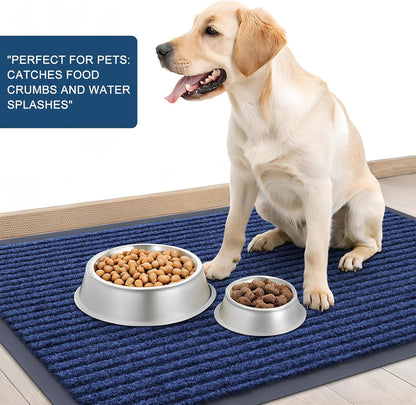 OLANLY Waterproof Heavy Duty Front Door Mat - 2-Pack, 29.5 x 17 Inch, Fade Resistant, Easy Clean, Blue