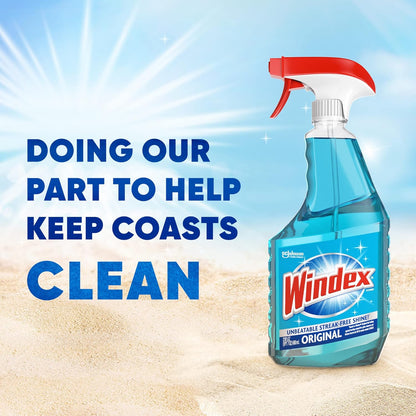Windex Glass & Window Cleaner Spray Bundle - Original Blue Scent | 23 Fl Oz Spray & 32 Fl Oz Refill