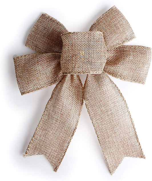 Mini Rustic Jute Bows - Burlap Wreaths for Christmas Tree Topper | Perfect for Weddings & Parties