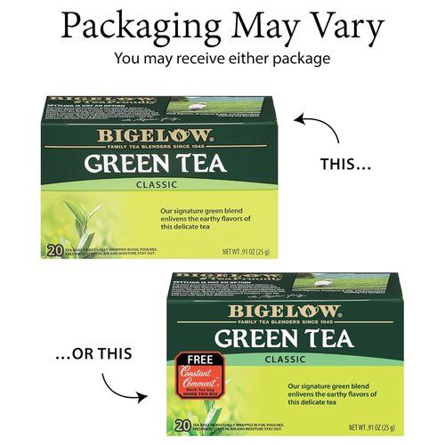 Bigelow Tea Classic Green Tea - Caffeinated, 20 Count Box | Pack of 6, Total 120 Tea Bags