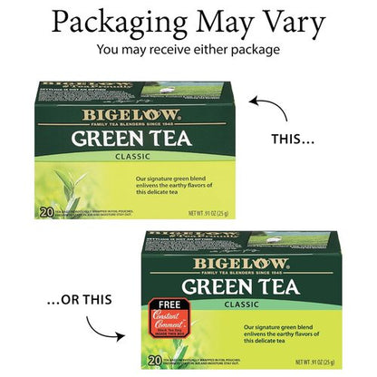 Bigelow Tea Classic Green Tea - Caffeinated, 20 Count Box | Pack of 6, Total 120 Tea Bags