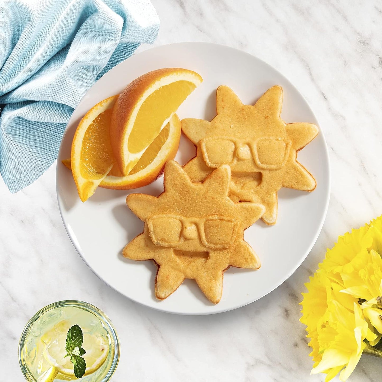 Rise & Shine Mini Sun Waffle Maker - Non-Stick Electric Iron for Personal-Sized 4" Sunshine Waffles | Perfect Easter Basket Gift