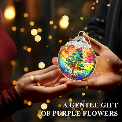 Stained Glass Effections Christmas Ornament - 2D Acrylic Art for Tree Decor | Unique White Elephant Gift
