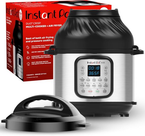 Instant Pot Duo Crisp 11-in-1 Air Fryer & Electric Pressure Cooker - 8QT Black/Stainless Steel | Free Recipe App Included