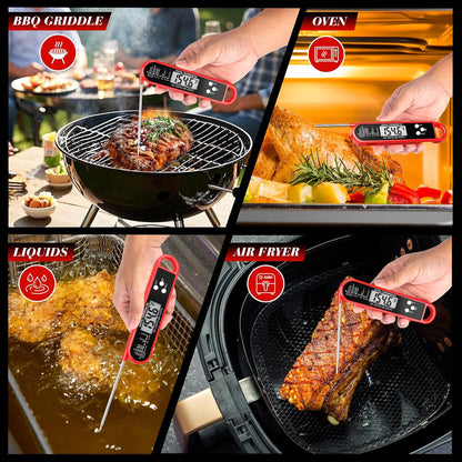 Skiennix Digital Meat Thermometer - Instant Read Waterproof BBQ Probe with Strong Magnet for Perfect Cooking