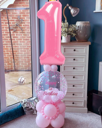 Regine Switzerland 40-Inch Number Balloon - Pink Giant "1" for First Birthday Celebrations