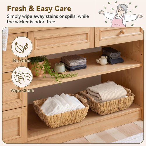 Granny Says Wicker Storage Baskets - Trapezoid Design with Handles | Water Hyacinth, 2-Pack