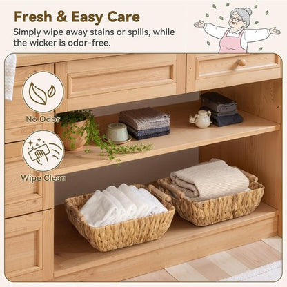 Granny Says Wicker Storage Baskets - Trapezoid Design with Handles | Water Hyacinth, 2-Pack