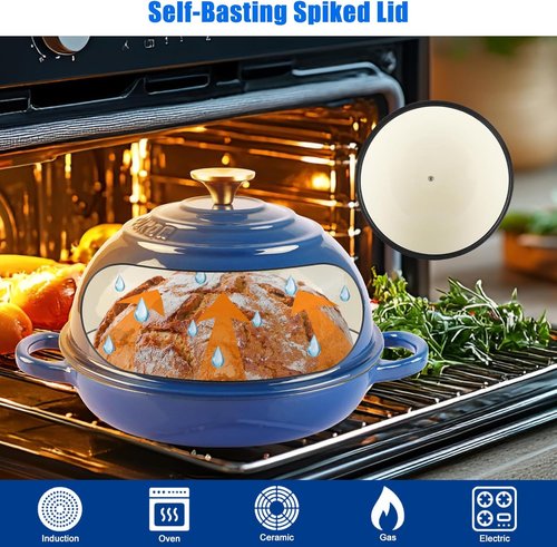 CUKOR 7QT Dutch Oven Pot - Enameled Cast Iron for Baking & Cooking | Non-Stick Lid for Oven & Stovetop