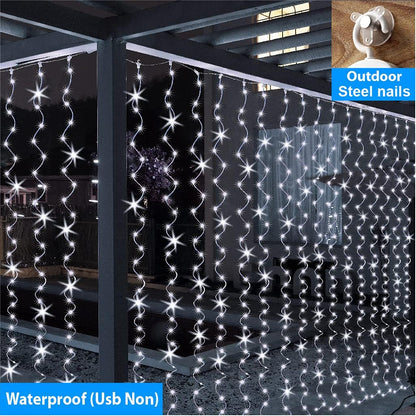ZSJWL 300 LED White Curtain Lights - 9.8x9.8Ft Fairy String Lights with Remote & Timer for Indoor/Outdoor Use