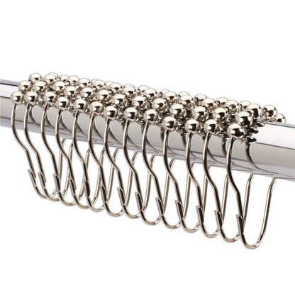 2lbDepot Shower Curtain Rings Hooks - Polished Nickel Finish - Premium 18/8 Stainless Steel - Locking Rings with Easy-Glide Rollers - Five Finishes Available - Set of 12 for Shower Rods