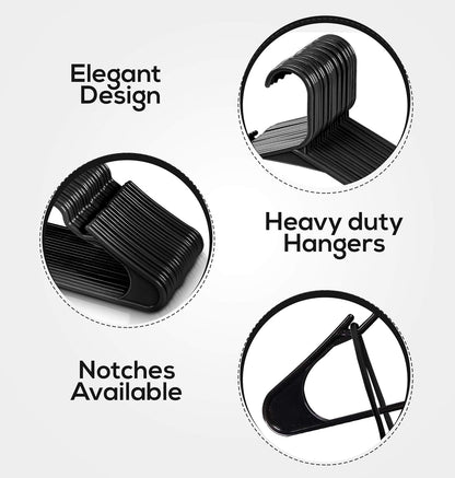 Utopia Home Clothes Hangers - Durable Space-Saving Plastic Coat Hangers with Shoulder Grooves | 60 Pack - Black