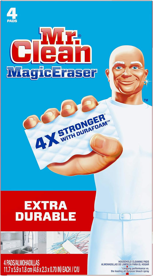 Mr. Clean Magic Eraser - All-Purpose Cleaning Sponge for Walls, Sneakers & More | Extra Durable, 4ct