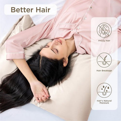 Bedsure Satin Pillowcases - Set of 4 Beige Silk Pillow Covers for Hair & Skin | 20x26 Inches
