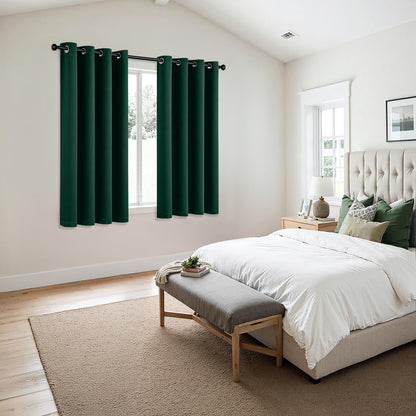 MIULEE Hunter Green Blackout Curtains - Thermal Insulated Room Darkening Drapes | 63 Inches Long, 2 Panels