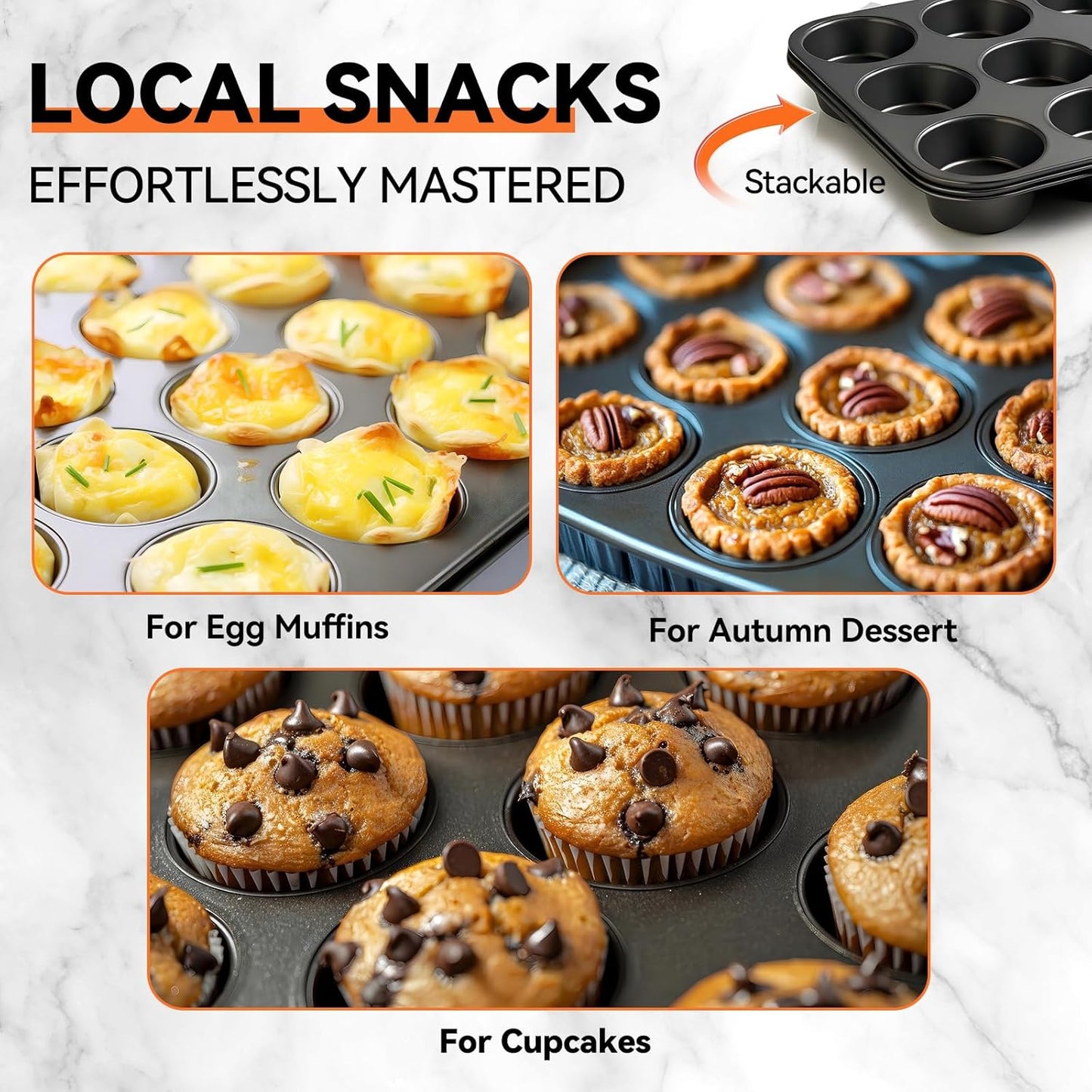 Yoehka Muffin Pan Set - Nonstick 12-Cup Baking Tin for Perfect Cupcakes | Durable Carbon Steel