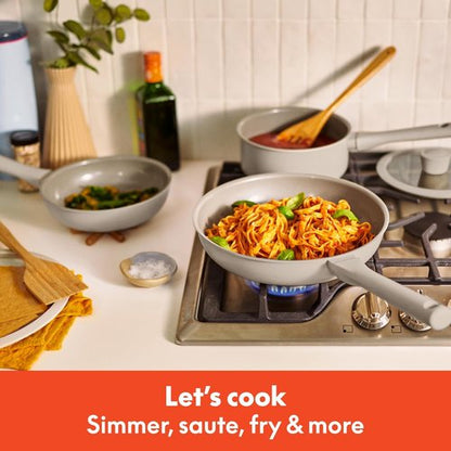Bella 7-Piece Cookware Set - EverGood™ Ceramic Nonstick, Dishwasher & Oven Safe, Oatmilk Color