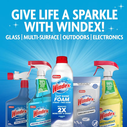 Windex Glass & Window Cleaner Refill - Eco-Friendly 100% Recycled Plastic, Original Blue Scent, 2L