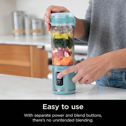 Ninja Blast Portable Blender - Cordless 18oz Personal Blender for Shakes & Smoothies | BPA Free, USB-C Rechargeable, Tinted Aqua