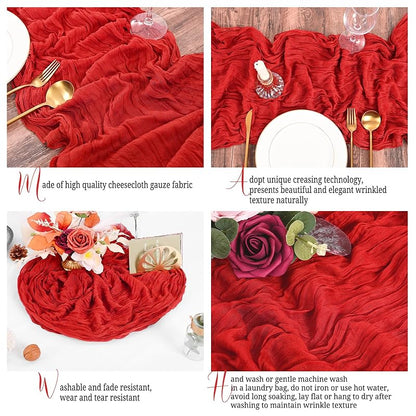 15 Pack Red Cheesecloth Table Runner 17 x 108 in - Rustic Wedding Party Decor (Variation: Red+15 Pack)