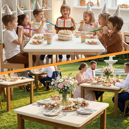 Stretchy Spandex Table Cover by [Brand Name] | 34" x 34" Ivory Fitted Tablecloth - Washable & Wrinkle-Resistant for Indoor/Outdoor Events