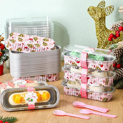 80 Pcs Mini Loaf Pans with Lids, Spoons & Christmas Tree Decorations – 6.8 oz