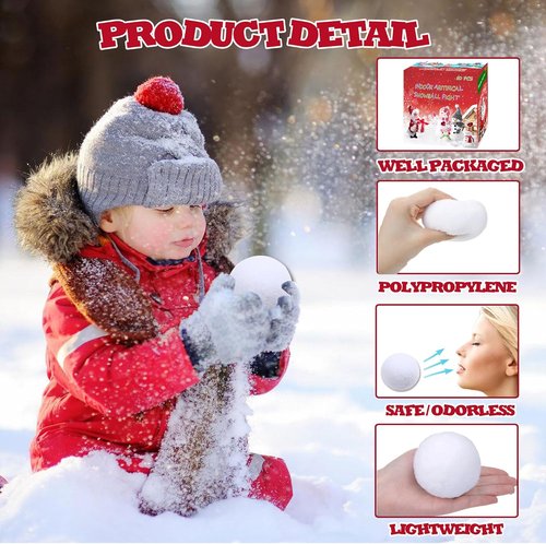 Fake Snowballs - 50 Pcs Soft Indoor & Outdoor Snow Fight Balls | Fun Christmas Decor & Party Supplies