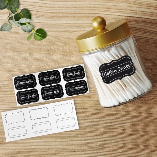 Amolliar Qtip Holder Dispenser - 8 Oz Plastic Apothecary Jar for Makeup & Bathroom Storage - Gold