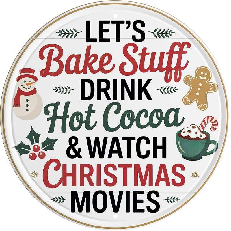 Let's Bake Stuff Christmas Funny Rustic Wall Metal Tin Sign 8x8 in - Variation: Let's Bake Stuff