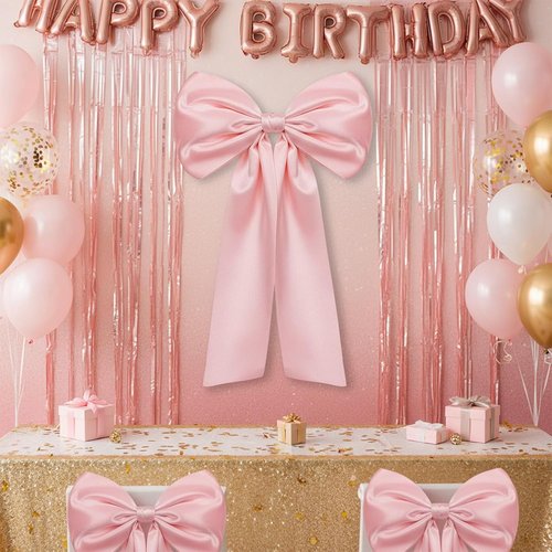 Big Pink Bow Decoration by [Brand Name] - Oversized Coquette Bows for Backdrop | 25.6" X 41.3"
