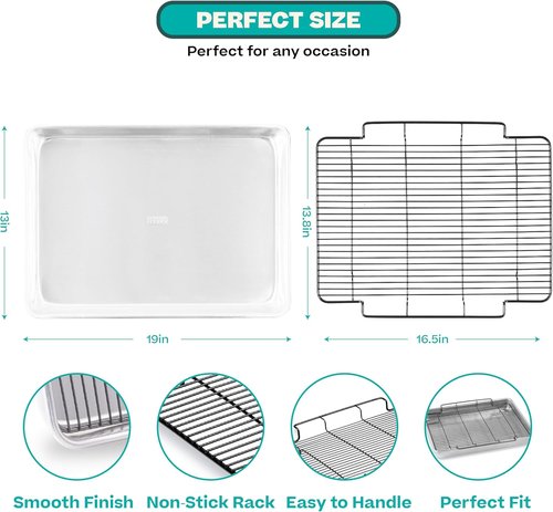 Baker's Secret Non-Toxic Roasting Pan - 18" Large Aluminum Roaster with Rack | Eco-Friendly & PFOA-Free