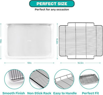 Baker's Secret Non-Toxic Roasting Pan - 18" Large Aluminum Roaster with Rack | Eco-Friendly & PFOA-Free