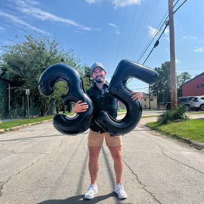 Black Number 60 Balloon - 40 Inch Giant Foil Balloon for 60th Birthday Party Decorations