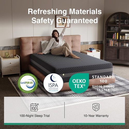 Novilla Queen Mattress 12 Inch, Queen Gel Memory Foam Mattress for Spinal Alignment, Responsive Support & Refreshing Sleep Comfort, with Green Tea-Infused Foam, Medium Firm, Mattresses in a Box