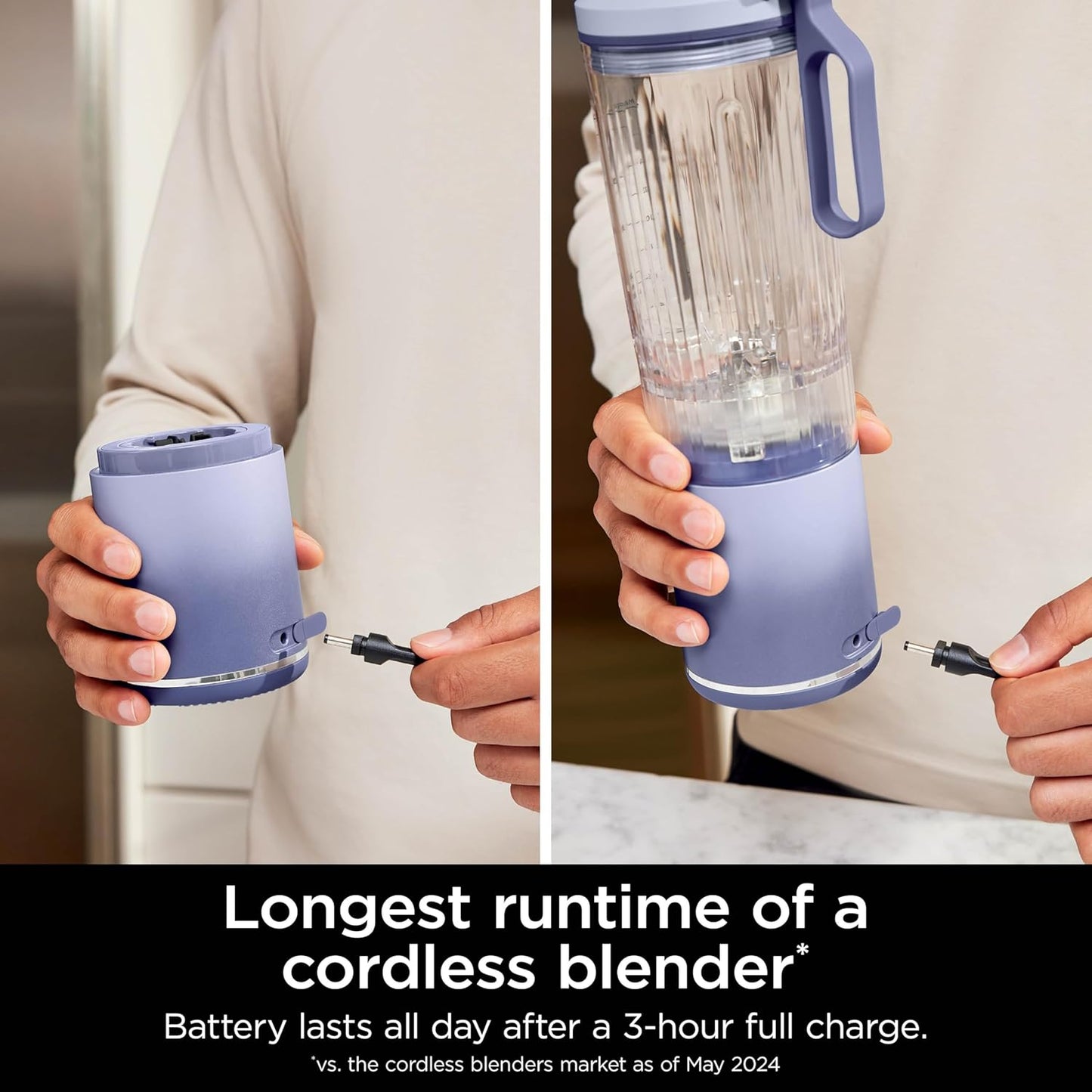 Ninja BC251LD Blast Max Cordless Blender - Smoothies, Ice Crush, 22 oz Twist & Go Vessel, Lavender - Certified Refurbished