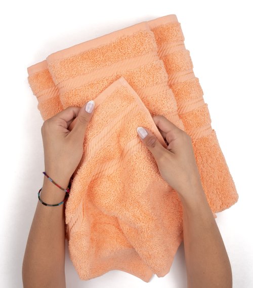 American Soft Linen Luxury Hand Towels for Bathroom, 600 GSM Heawy Weight 16x28 Size 100% Cotton Turkish 4 Piece Hand Face Towel Set, Peach Hand Towels