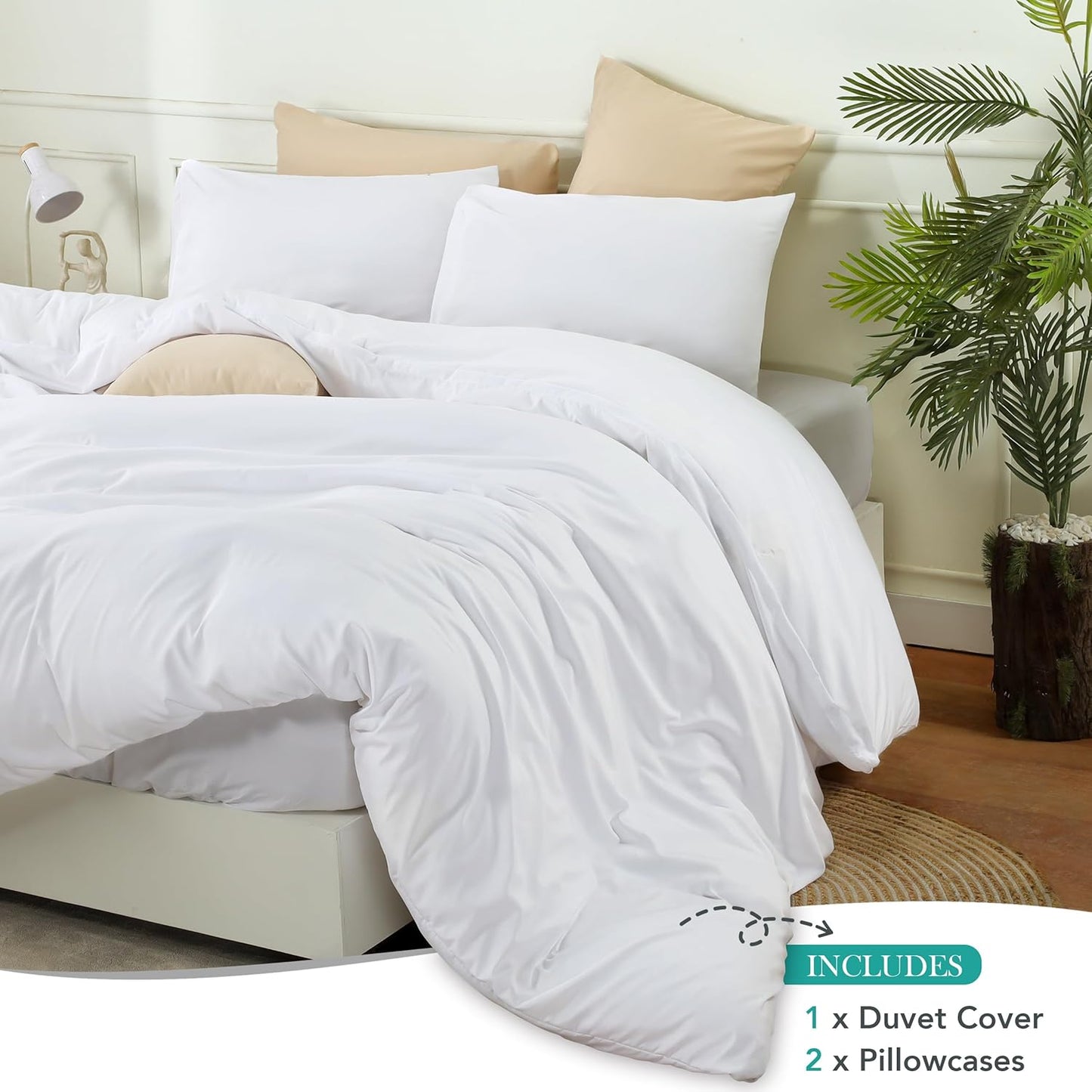 Utopia Bedding Duvet Cover Set - Soft Brushed Microfiber | 3-Piece Queen Set with Zipper Closure (White)
